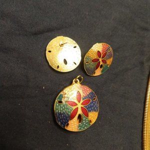 Enamel Sand Dollar Jewelry Set